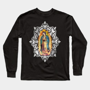 Our Lady of Guadalupe Mexico Mexican Virgen Virgin Pro Life Mexico Silver 108 Long Sleeve T-Shirt